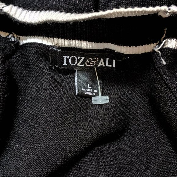 NWOT! WHITE CONTRAST OPEN CARDIGAN SWEATER SZ L - Picture 2 of 4